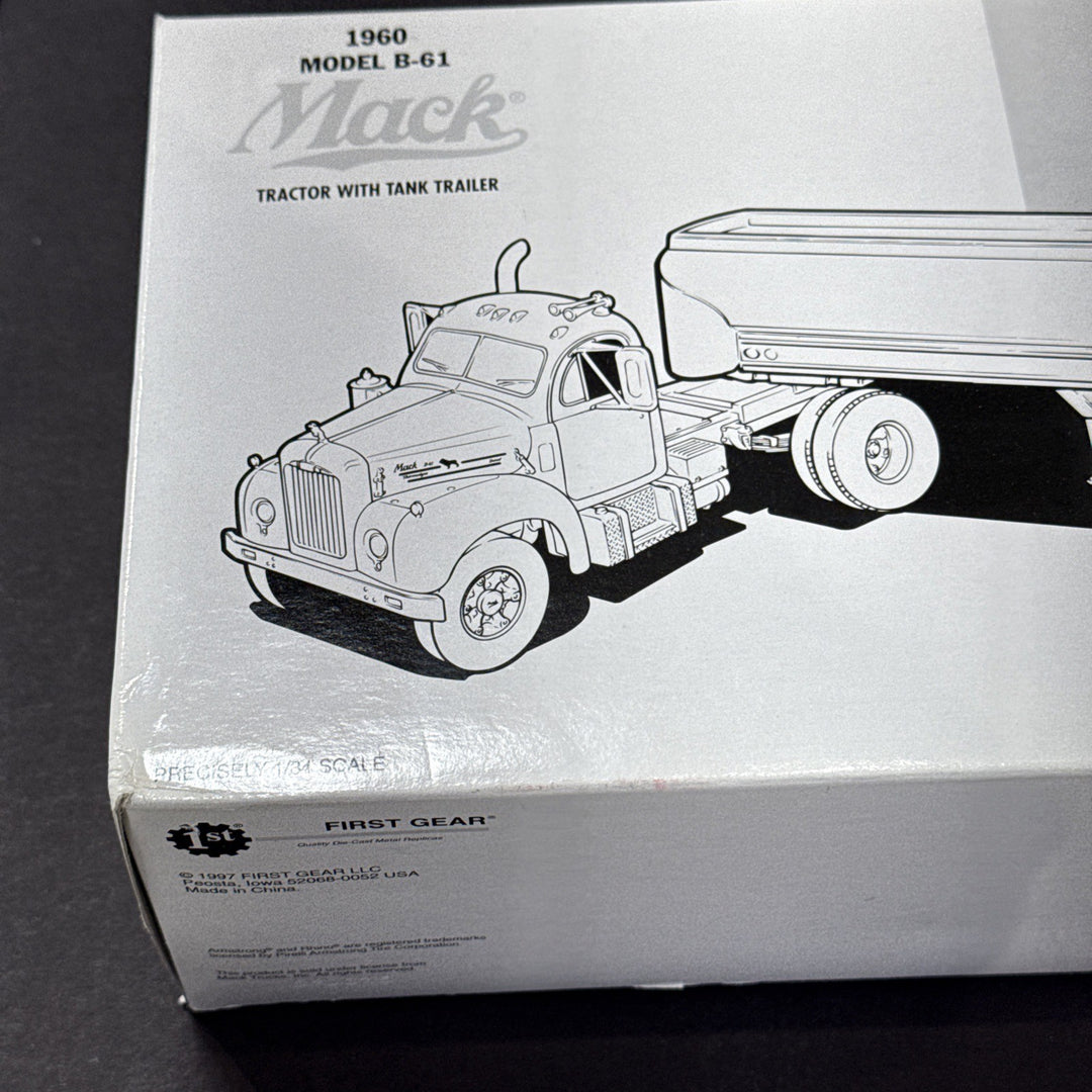 1/34 First Gear 1960 Mack Model B-61 Tractor W/ Tank Trailer NEW In Box Tootsie