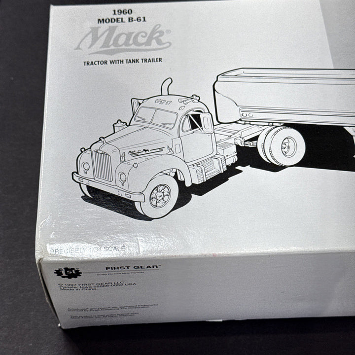 1/34 First Gear 1960 Mack Model B-61 Tractor W/ Tank Trailer NEW In Box Tootsie
