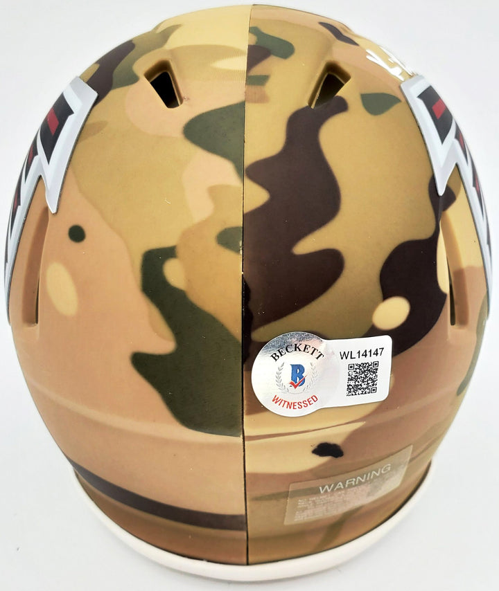 Kyle Pitts Autographed Signed Atlanta Falcons Camo Speed Mini Helmet Beckett