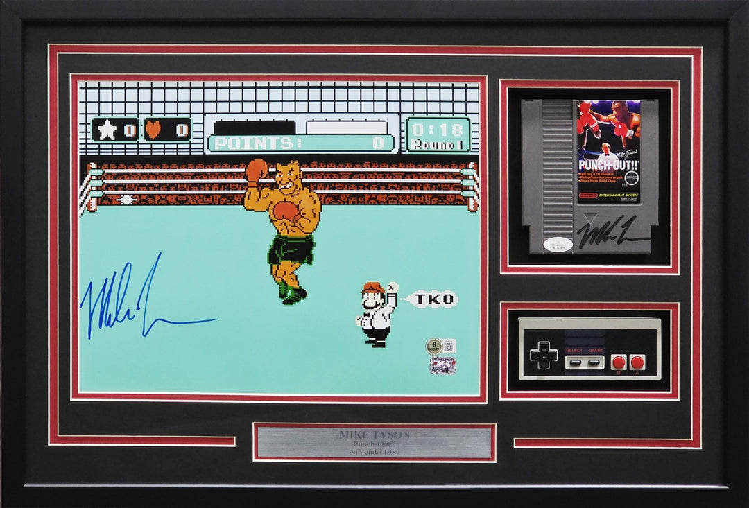 Mike Tyson Signed Framed 11x14 Photo, Cartridge & Controller Collage Nintendo