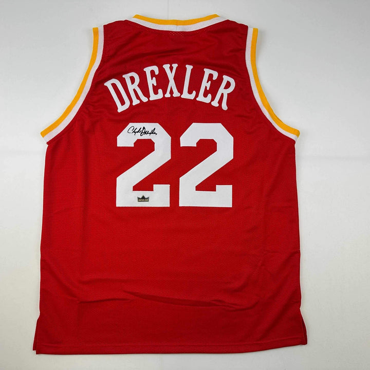 Facsimile Autographed Clyde Drexler Houston Red Reprint Auto Jersey Men's XL
