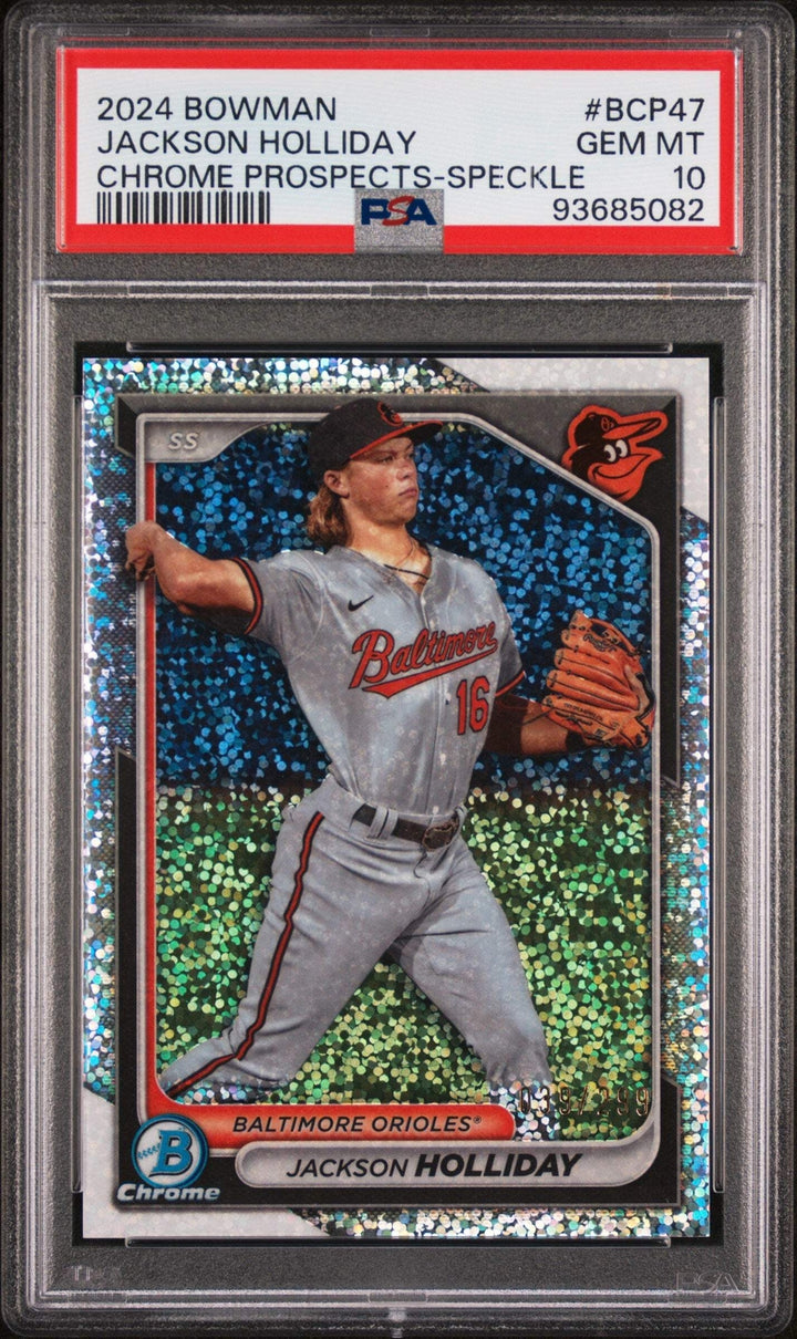 Graded 2024 Topps Bowman Jackson Holliday #BCP7 Speckle RC Baseball Card PSA 10