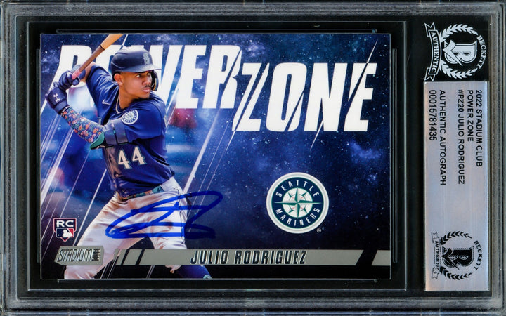 Julio Rodriguez Autographed 2022 Stadium Club Power Zone RC Mariners Beckett