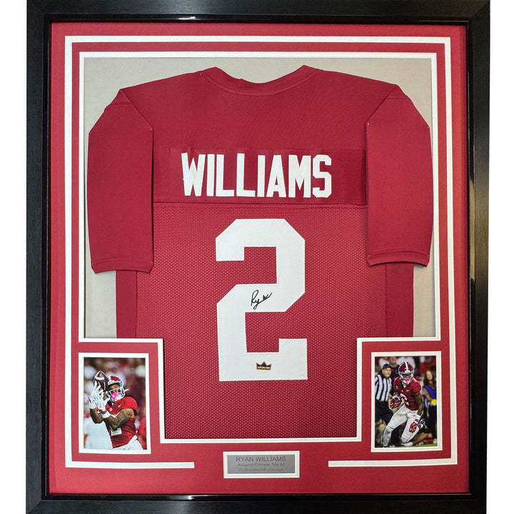 Framed Facsimile Autographed Ryan Williams 35x39 Alabama Red College Jersey