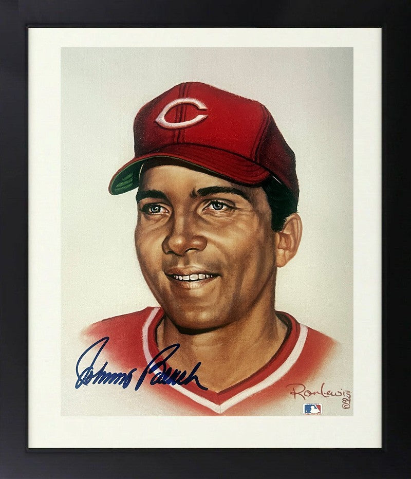 Johnny Bench signed Reds MLB Ron Lewis 89 8x10 Photo Framed - Tuff Stuff COA/HOF