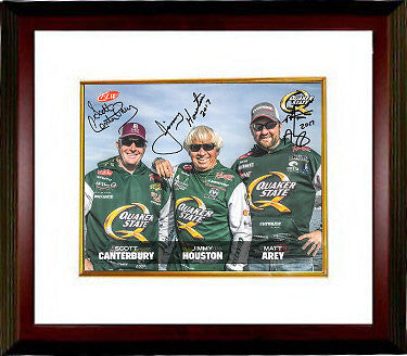 Jimmy Houston signed Quaker State 8x10 Photo Framed w/Scott Canterbury/Matt Arey