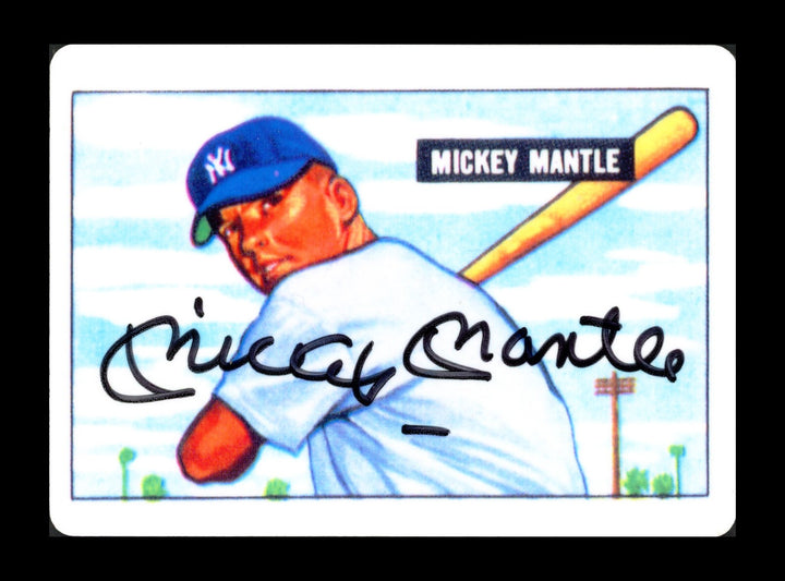 Mickey Mantle Auto Signed 1951 Bowman Porcelain RC Yankees Sig N/M 8 PSA/DNA