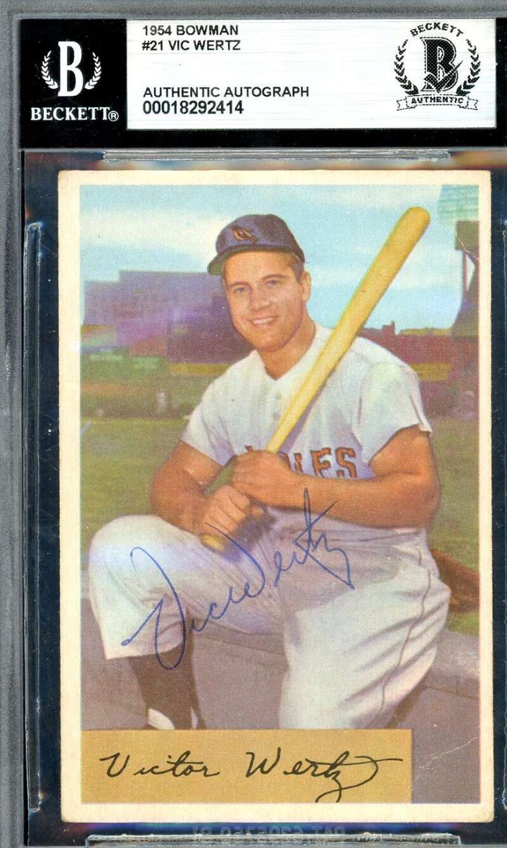 Vic Wertz Beckett BAS Signed 1954 Bowman Autograph