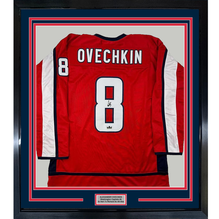 Framed Facsimile Autographed Alexander Ovechkin 33x42 Red Reprint Auto Jersey
