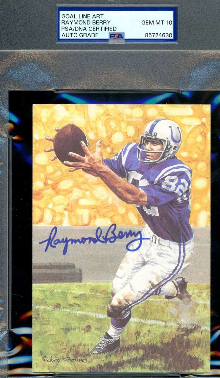 Raymond Berry Gem Mint 10 PSA DNA Signed Goal Line Art Card GLAC Autographed
