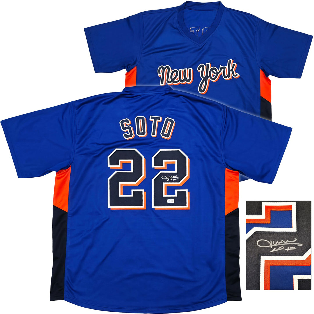 New York Mets Juan Soto Autographed Signed Blue Jersey Beckett BAS QR
