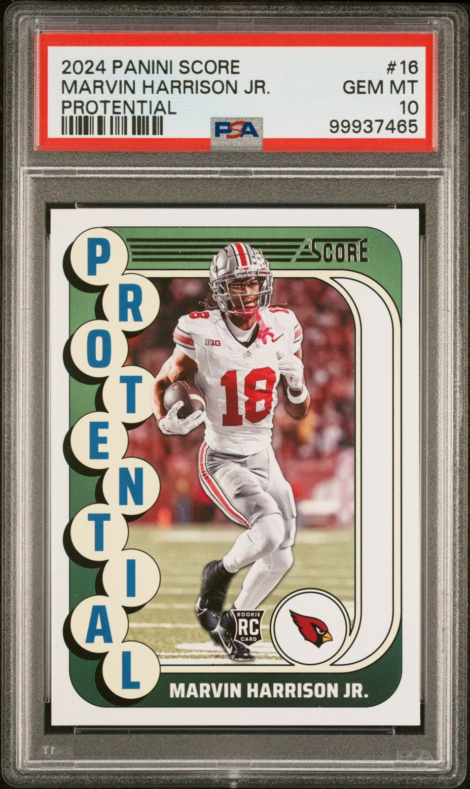 Graded 2024 Score Marvin Harrison Jr #16 Protential RC Football Card PSA 10