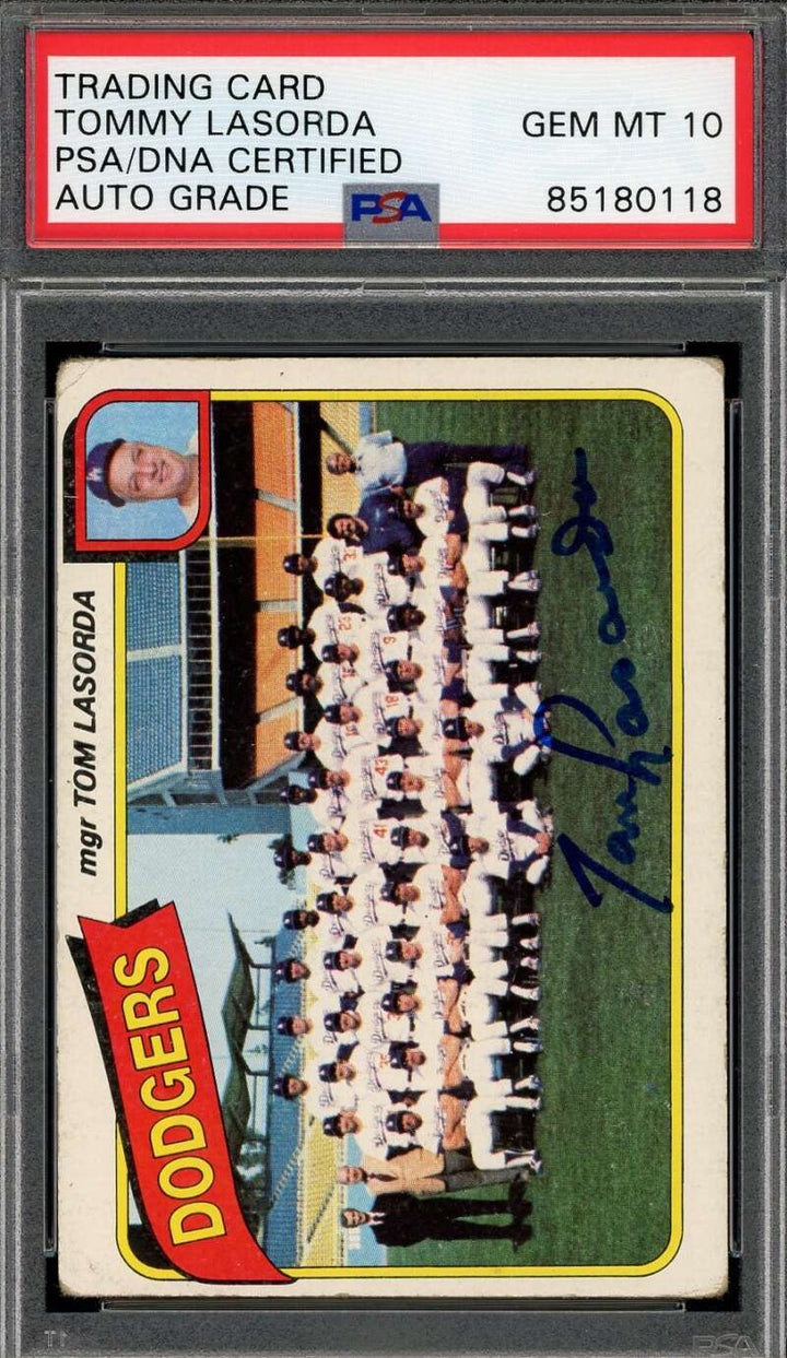 Tommy Lasorda Gem Mint 10 PSA DNA Signed 1980 Topps Autograph