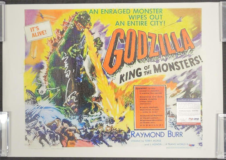 Akira Takarada signed Godzilla 16x20 Canvas Photo Autograph ~ PSA/DNA COA