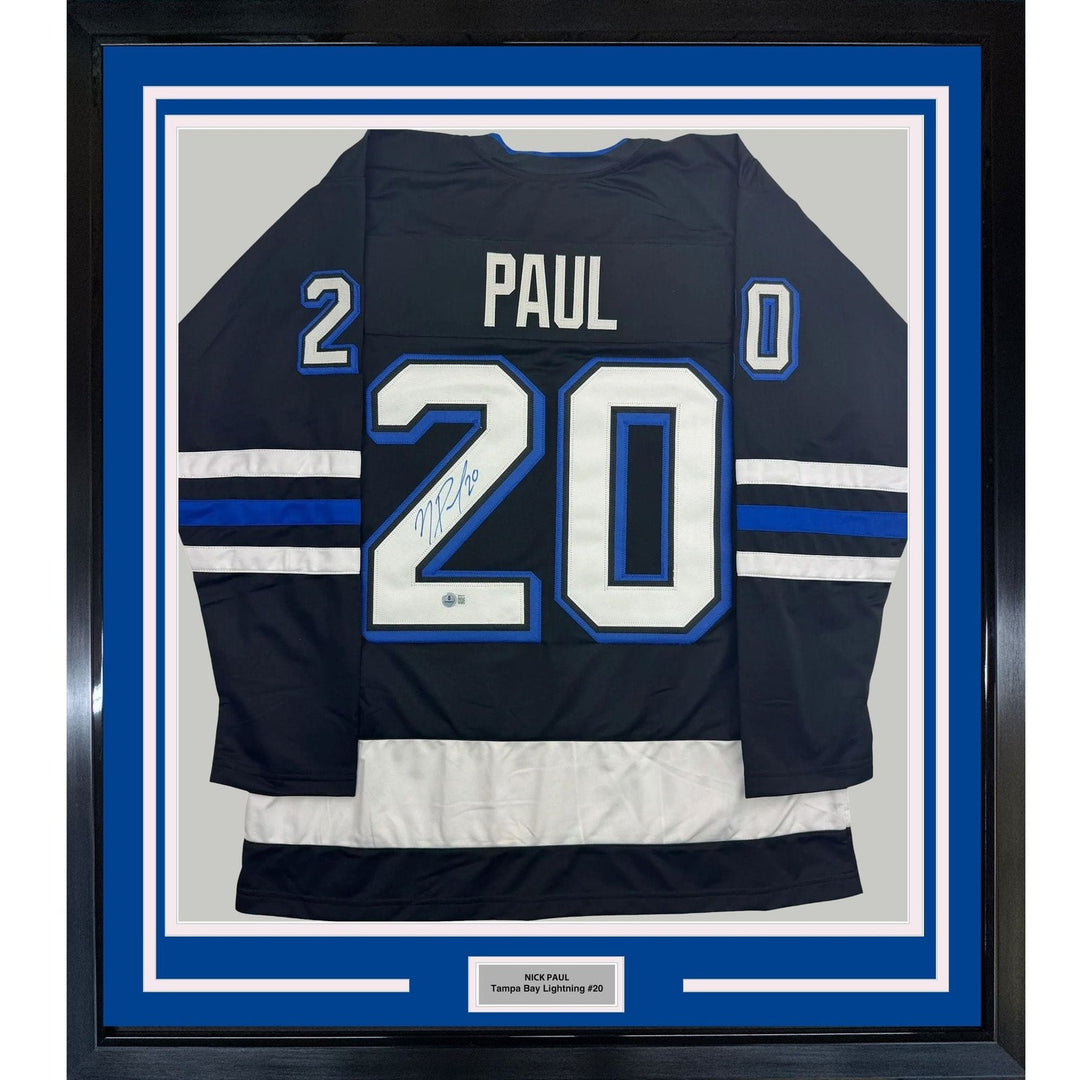 Framed Autographed/Signed Nick Paul 35x39 Tampa Bay Black Jersey BAS COA