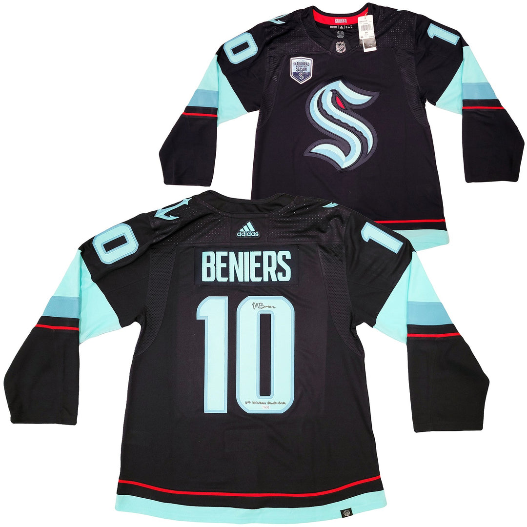 Kraken Matty Beniers Auto Blue Adidas Jersey Inaugural 1st Draft Pick Fanatics