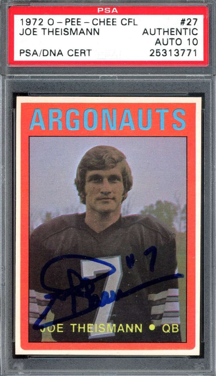 Joe Theismann Gem Mint 10 PSA DNA Signed 1972 O-Pee-Chee Rookie Autograph