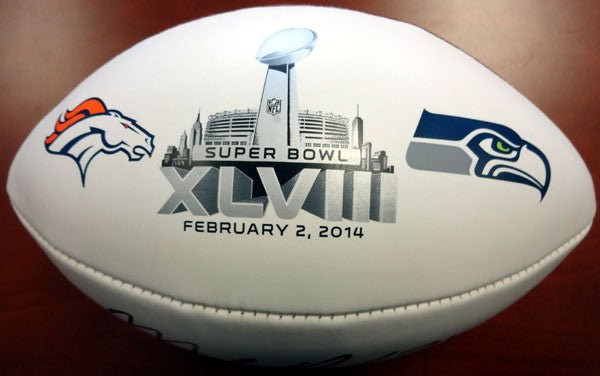 Michael Robinson Signed White Super Bowl Logo Football Seattle Seahawks MCS Holo