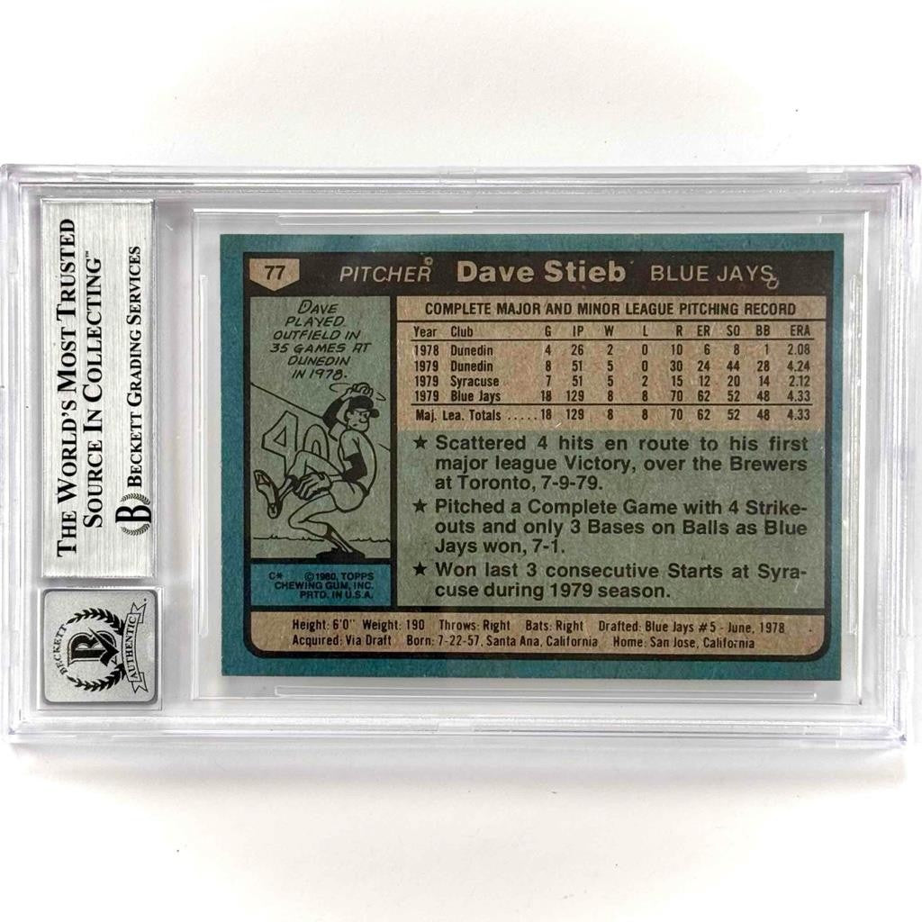 Dave Stieb signed 1980 Topps #77 RC Rookie Card autograph BAS BGS 10 Auto
