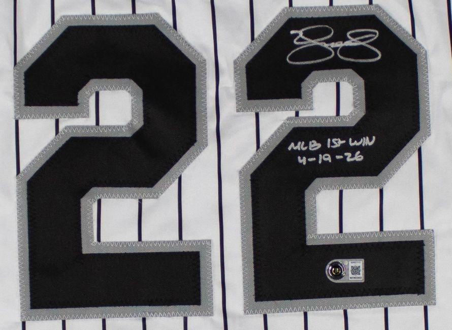 Noah Schultz Chicago Signed White Baseball Jersey MLB Debut 4-14-26 BAS