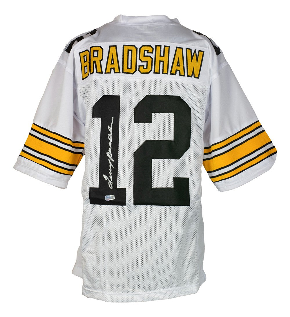 Terry Bradshaw Pittsburgh Signed White Football Jersey BAS