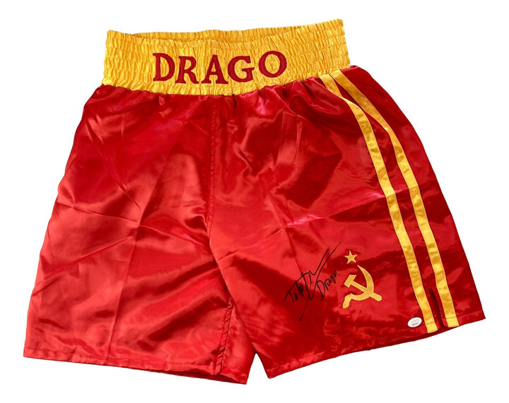Dolph Lundgren Signed Custom Rocky IV Boxing Trunks Drago Inscribed JSA ITP