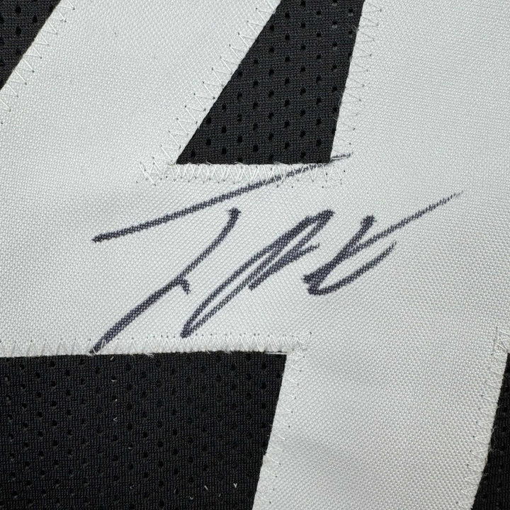 Framed Autographed/Signed Joey Porter Jr. 35x39 Pittsburgh Black Jersey JSA COA