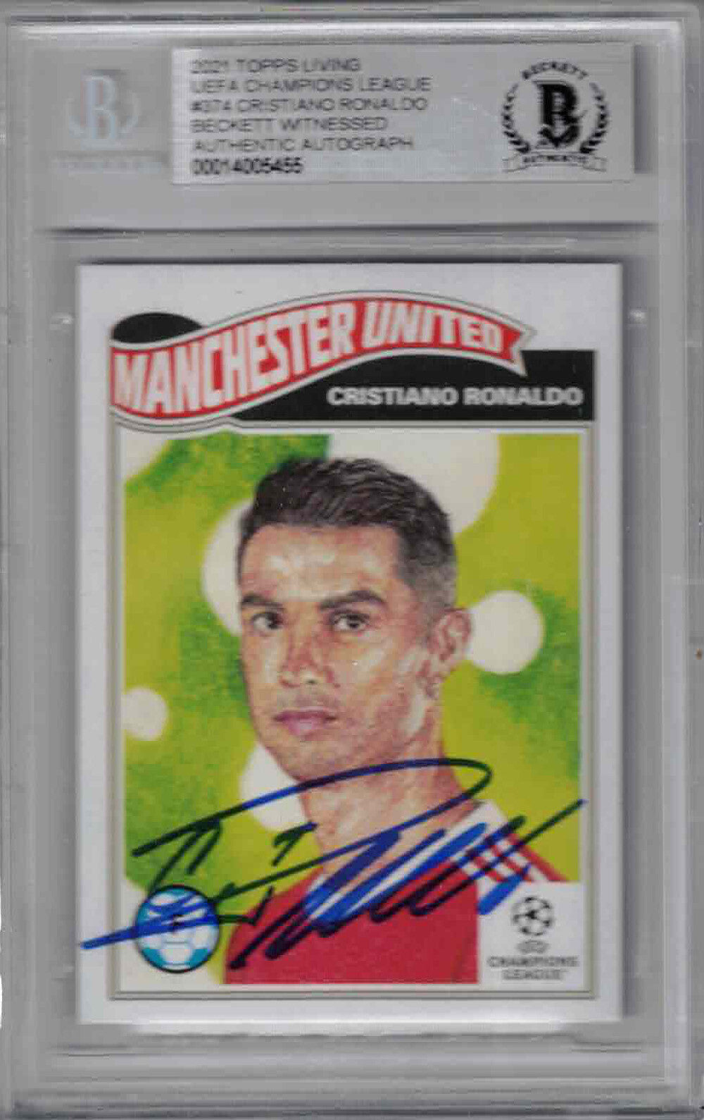 Cristiano Ronaldo Signed 2021 Topps UEFA Living Legends #374 Card BAS Slab 39509