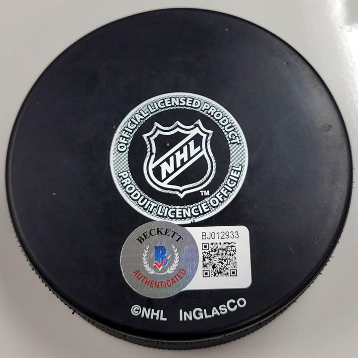 Kent Huskins autograph signed Anaheim Ducks Puck ~ Beckett BAS Holo
