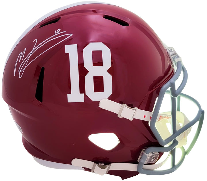 Mac Jones Auto Alabama Crimson Tide Red Full Size Replica Speed Helmet Beckett