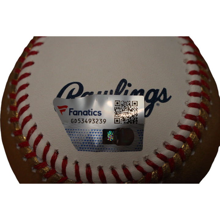 Gerritt Cole Autographed New York Yankees OML White Gold Baseball FAN 46772