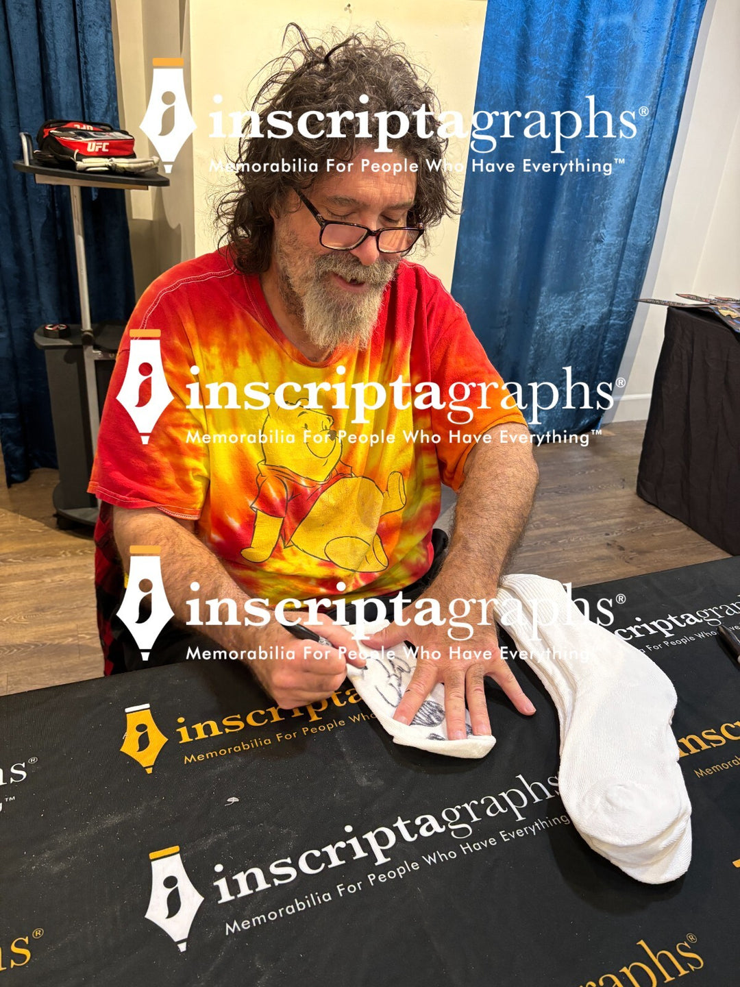 Mankind Mick Foley Autographed "Bloody" Mr. Socko Authentic Drawing JSA WWE WWF