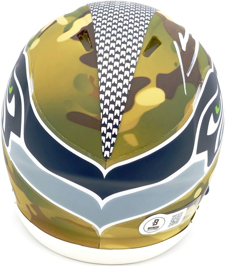 Kenneth Walker III Signed Seattle Seahawks Camo Speed Mini Helmet Beckett Wit
