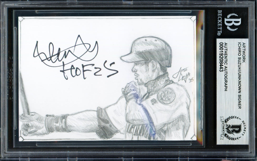 Ichiro Suzuki Auto 2025 Original Art Sketch Card Mariners "HOF 25" #1/1 Beckett