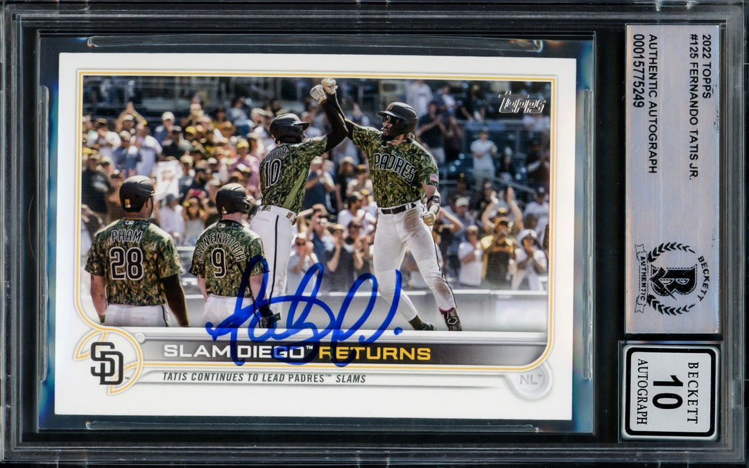 Fernando Tatis Jr. Signed 2022 Topps Card 125 Padres Auto GM 10 Beckett