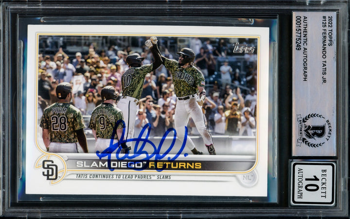 Fernando Tatis Jr. Signed 2022 Topps Card 125 Padres Auto GM 10 Beckett
