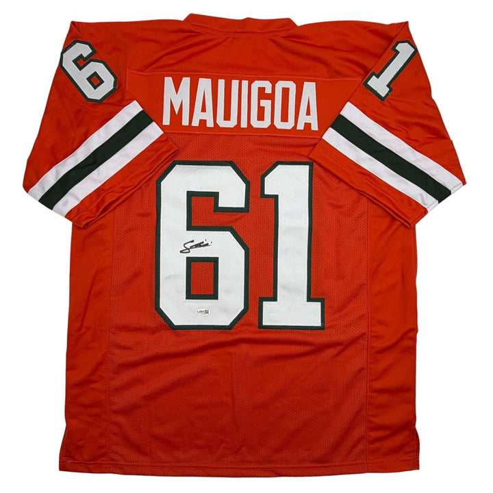 Autographed/Signed Francis Mauigoa Miami Orange College Jersey JSA COA