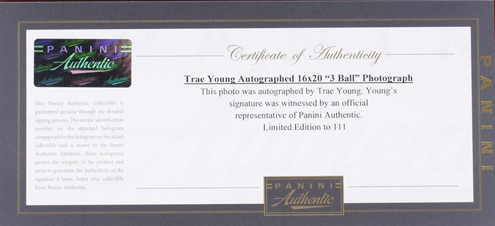 Trae Young Signed Framed Atlanta Hawks 16x20 Basketball 3 Ball Photo LE Panini
