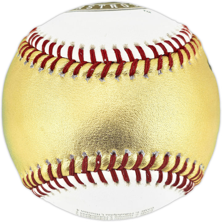 Framber Valdez Auto Off. Gold 2022 WS Logo Baseball Astros Beckett Wit W539262