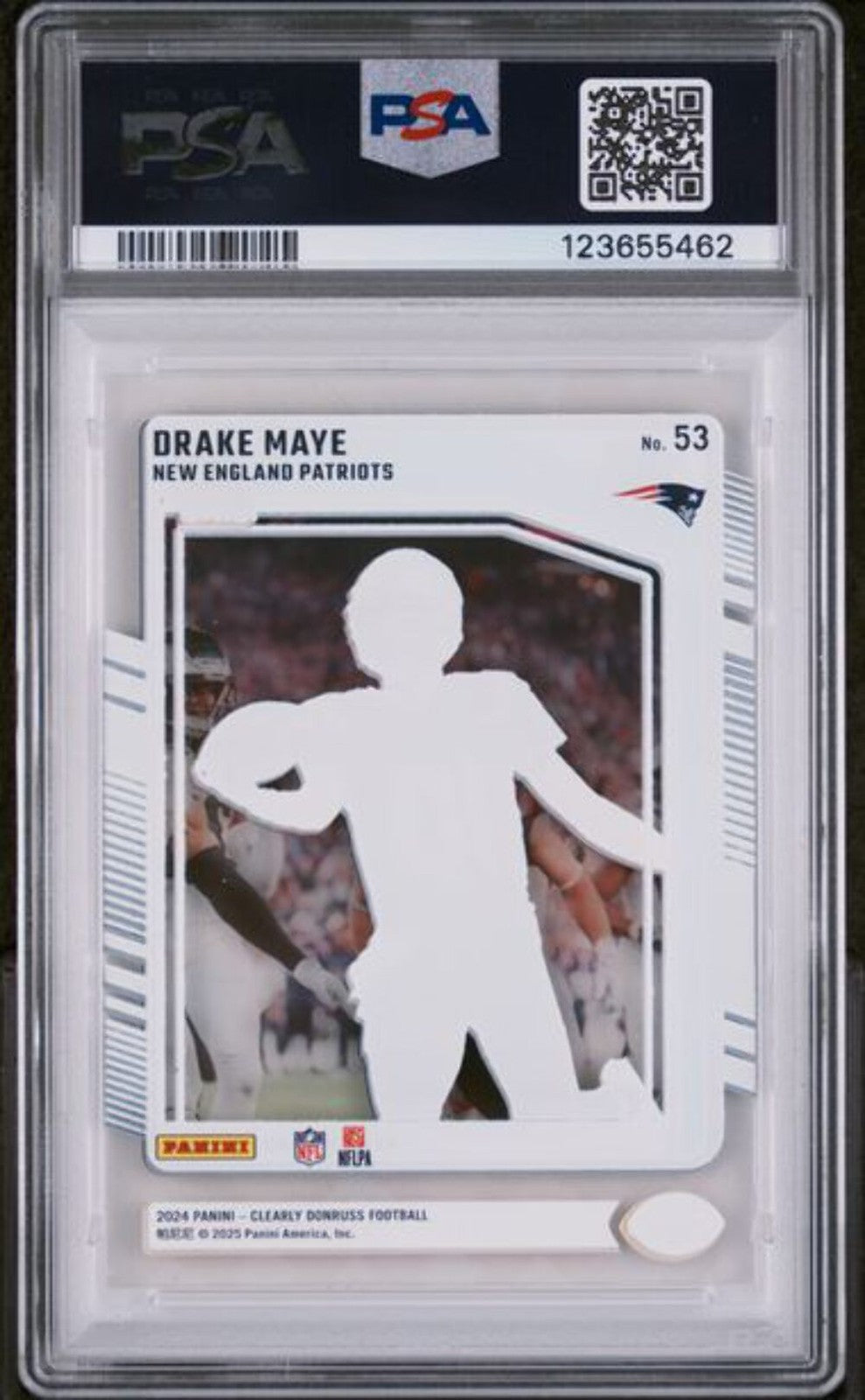 Graded 2024 Panini Clearly Donruss Drake Maye #53 RR Logo Rookie RC Card PSA 9