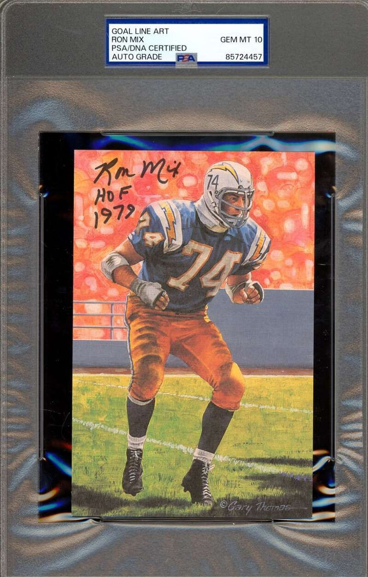 Ron Mix Gem Mint 10 PSA DNA Signed Goal Line Art Card GLAC Autograph HOF 1979