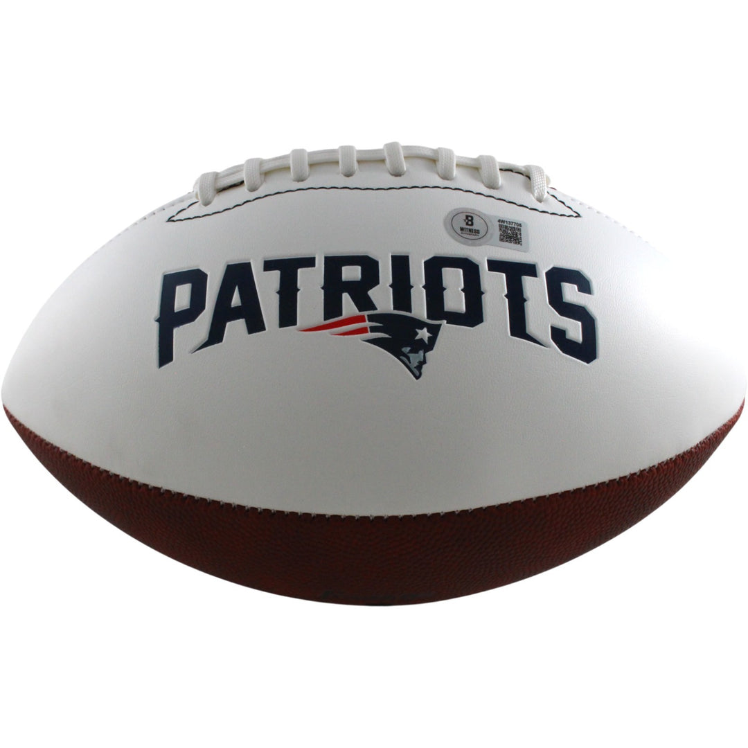 Ty Law Autographed/Signed New England Patriots Logo Football HOF Beckett 54298