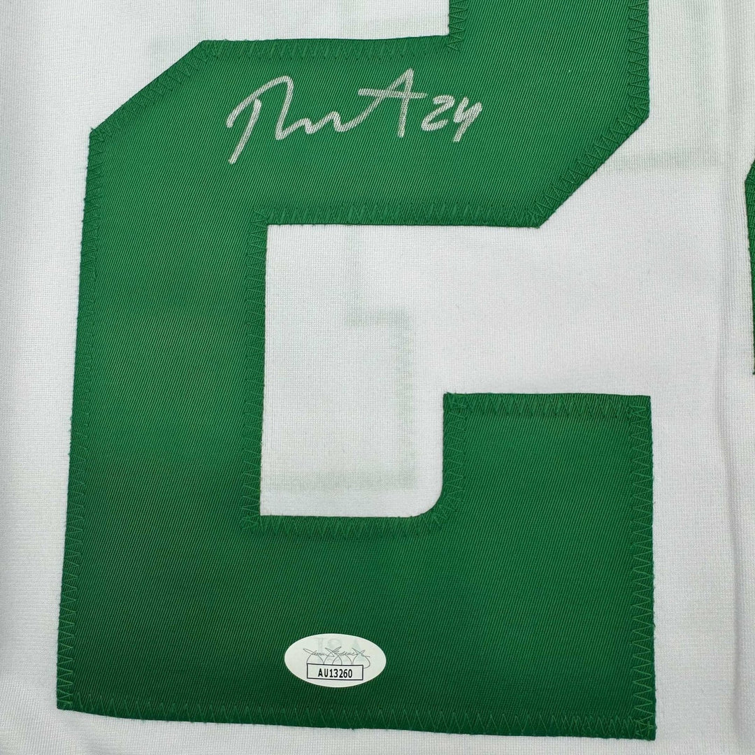Framed Autographed/Signed Roope Hintz 35x39 Dallas White Jersey JSA COA