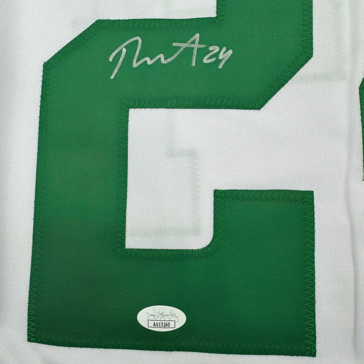 Framed Autographed/Signed Roope Hintz 35x39 Dallas White Jersey JSA COA