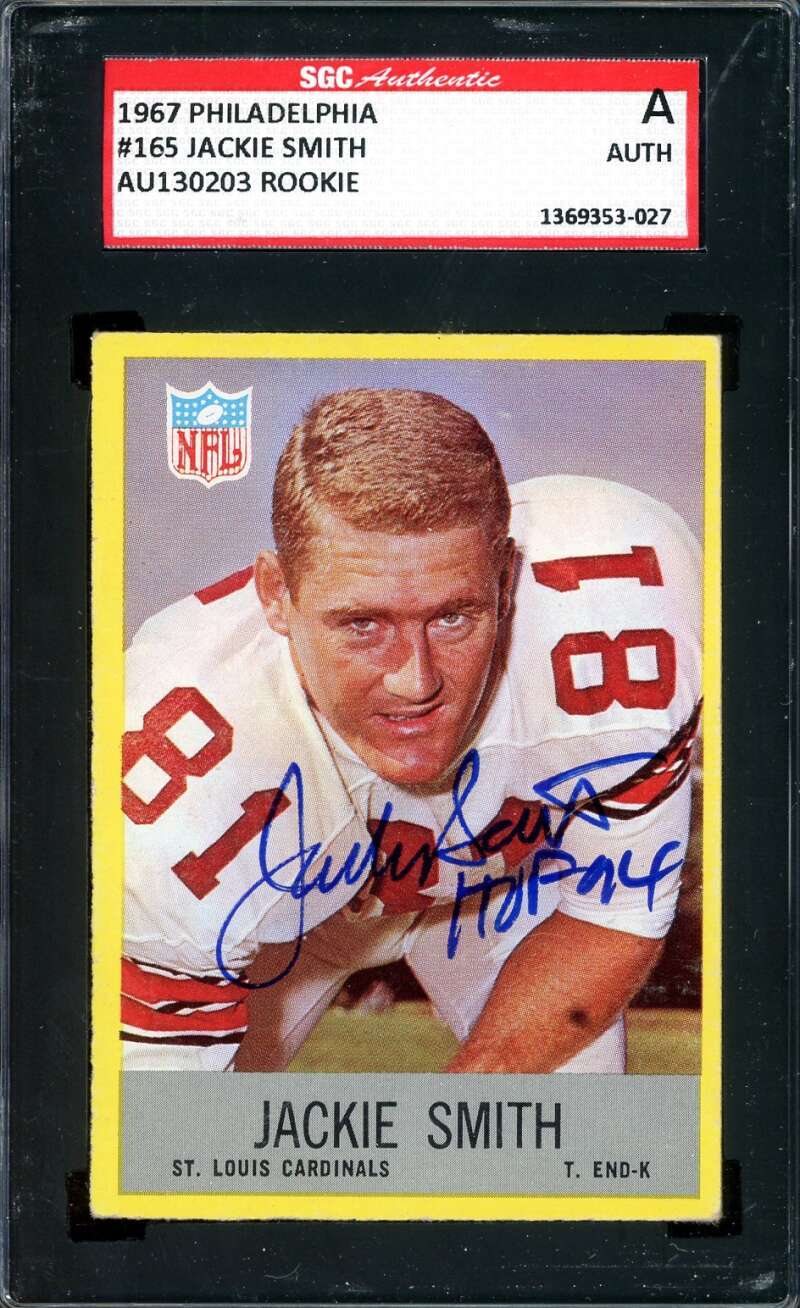 Jackie Smith SGC Coa Signed 1967 Philadelphia Rookie Autograph