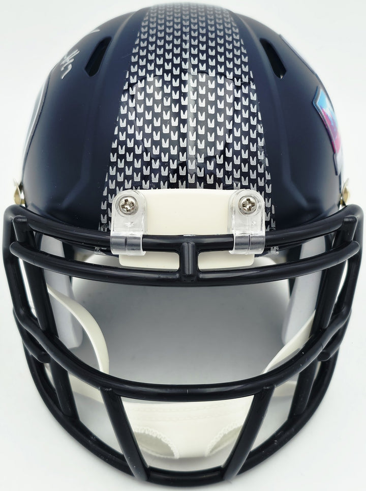 Charles Cross Auto Seahawks Blue SB LX Champions Logo Speed Mini Helmet MCS Holo