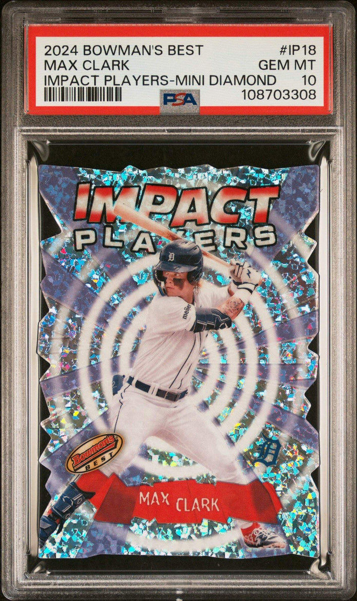 Graded 2024 Topps Bowmans Best Max Clark #IP18 Mini Diamond Baseball Card PSA 10