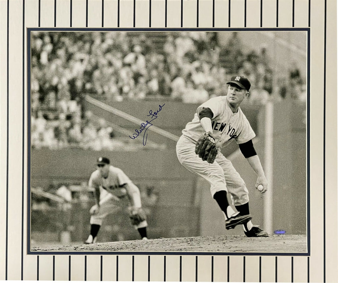 Whitey Ford signed New York Yankees Vintage B&W 16x20 Photo Matted- Steiner Holo