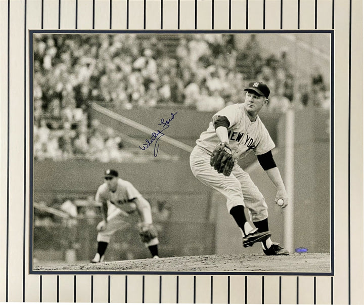 Whitey Ford signed New York Yankees Vintage B&W 16x20 Photo Matted- Steiner Holo