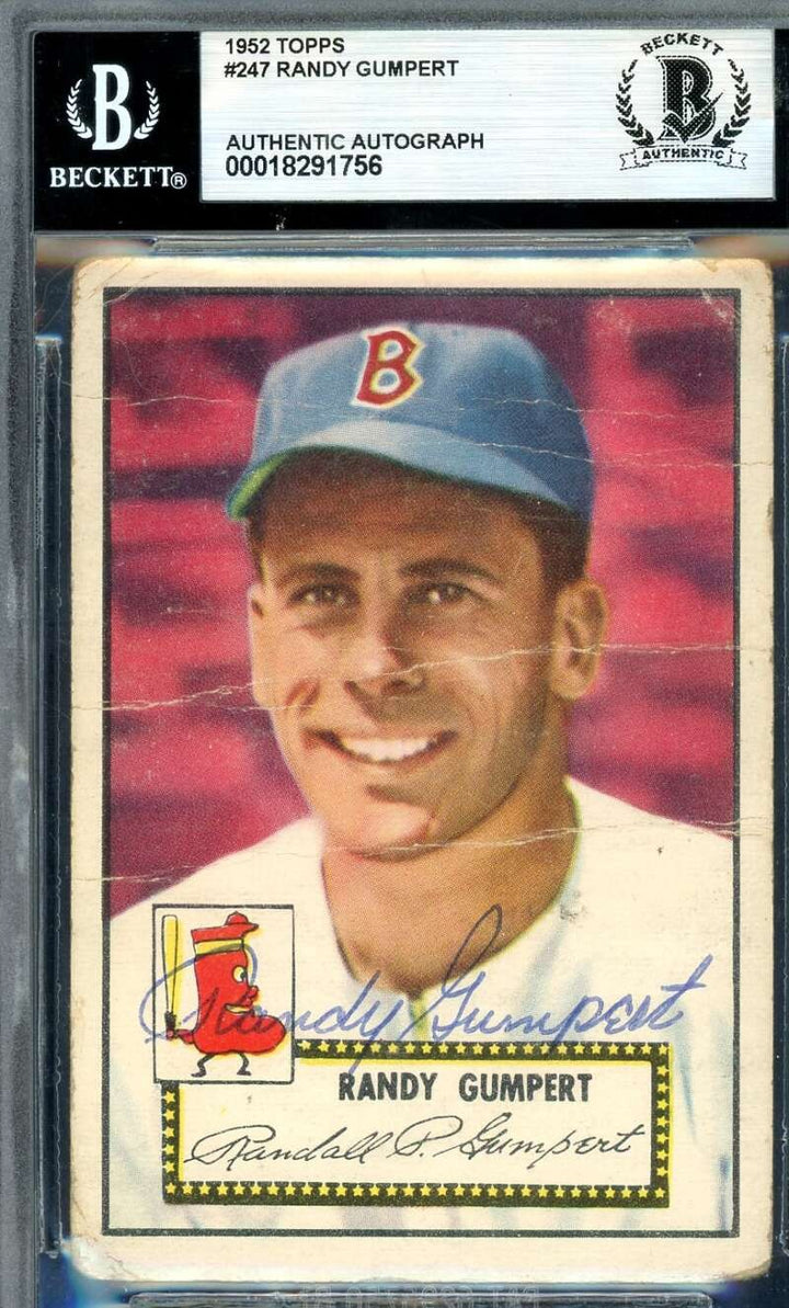 Randy Gumpert Beckett BAS Signed 1952 Topps Autograph